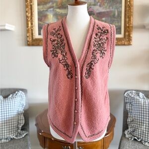 Vintage Wool Blend Embroidered Vest